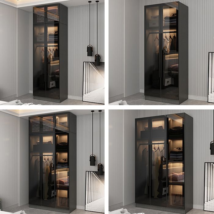 Contemporary Home Wardrobe Armoire Black Glass Wardrobe Cabinet