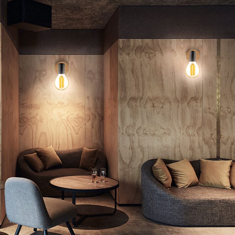 Modern Style Geometric Wall Sconce Lights Wood 1 Light Wall Mount Lighting