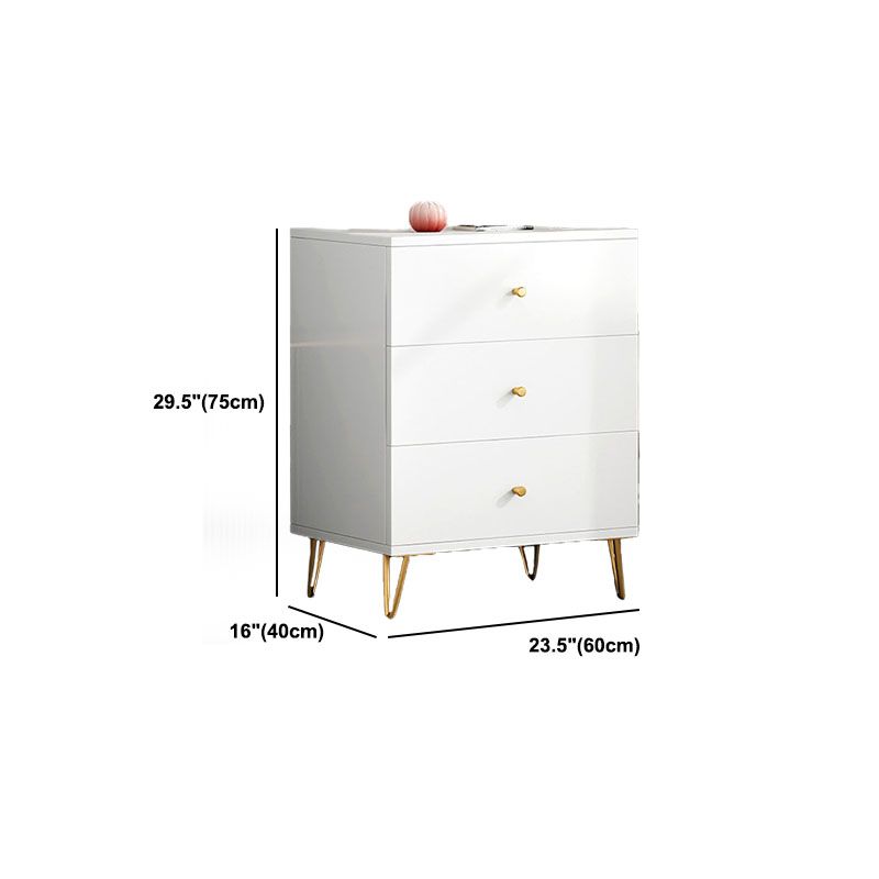 Contemporary Chest Horizontal White Wood Storage Chest with Metal Feet