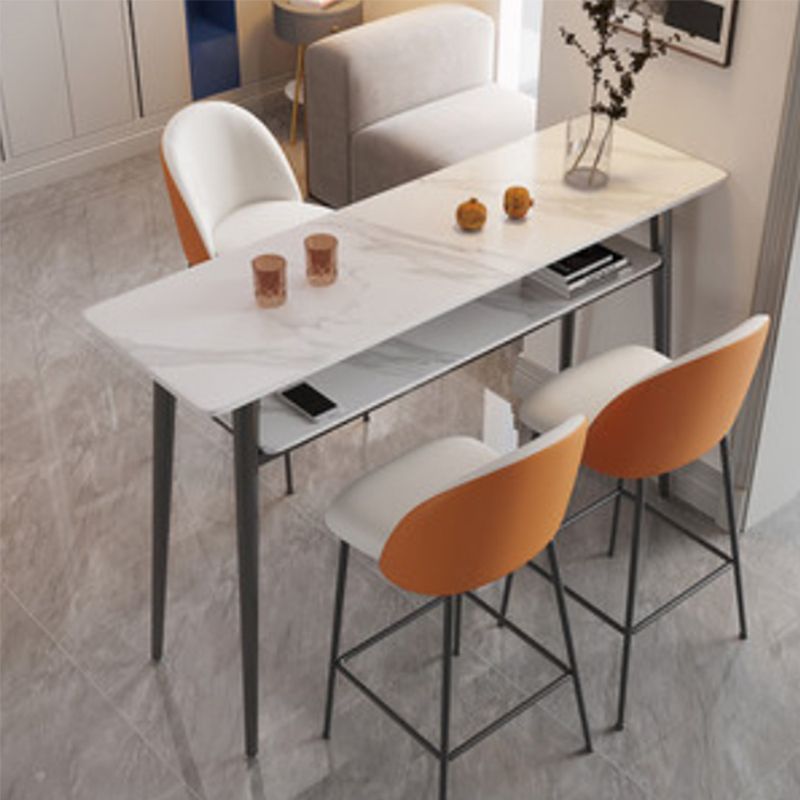 Modern Style Bar Table Rectangle Stone Bar Dining Table with 4 Legs