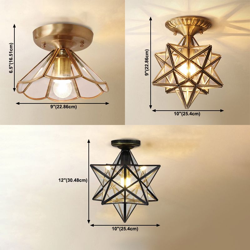 Shaded Aisle Semi Flush Mount Ceiling Light Vintage Glass Semi Flush Ceiling Light