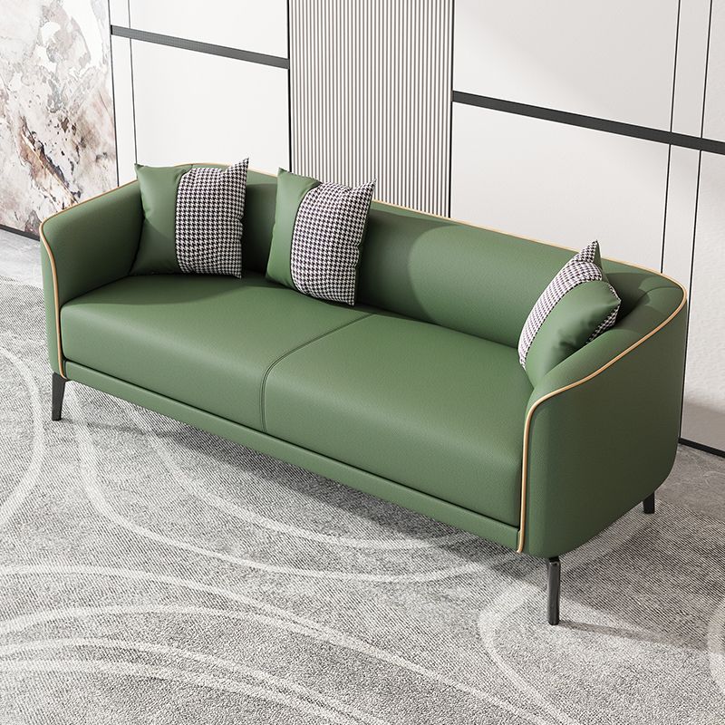 Modern 25.6 " H Faux Leather Tuxedo Arm Sofa for Living Room