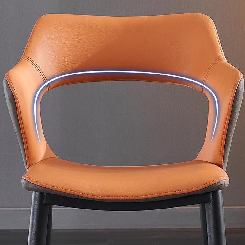Metal Contemporary Dining Room Chair Metallic Finish Open Back Dining Side Chair