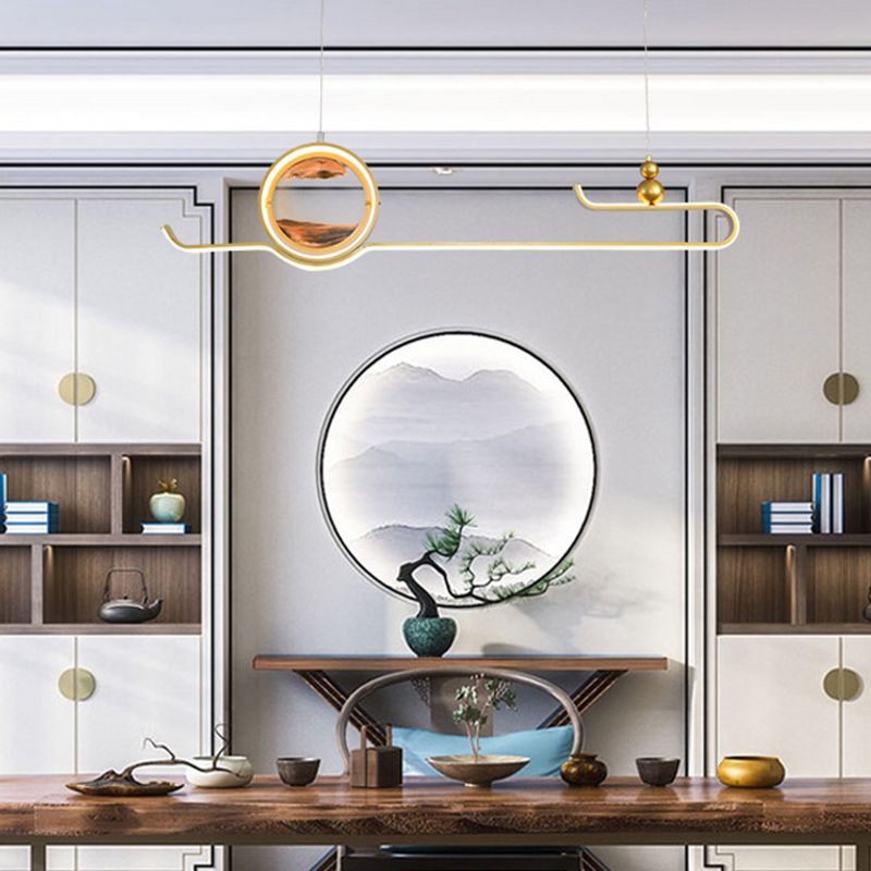 Modern Aluminum Island Light Fixtures Geometry 2-Light Restaurant LED Hanging Lamps