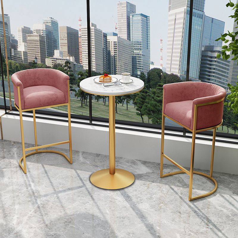 Upholstered Dining Stools Low Back Bar Stools with Metal Base