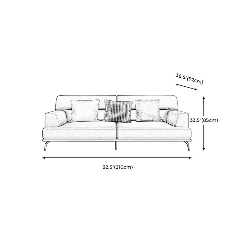 Stain Resistant Stationary Faux Leather Living Room Square Arm Standard Dark Gray Sofa