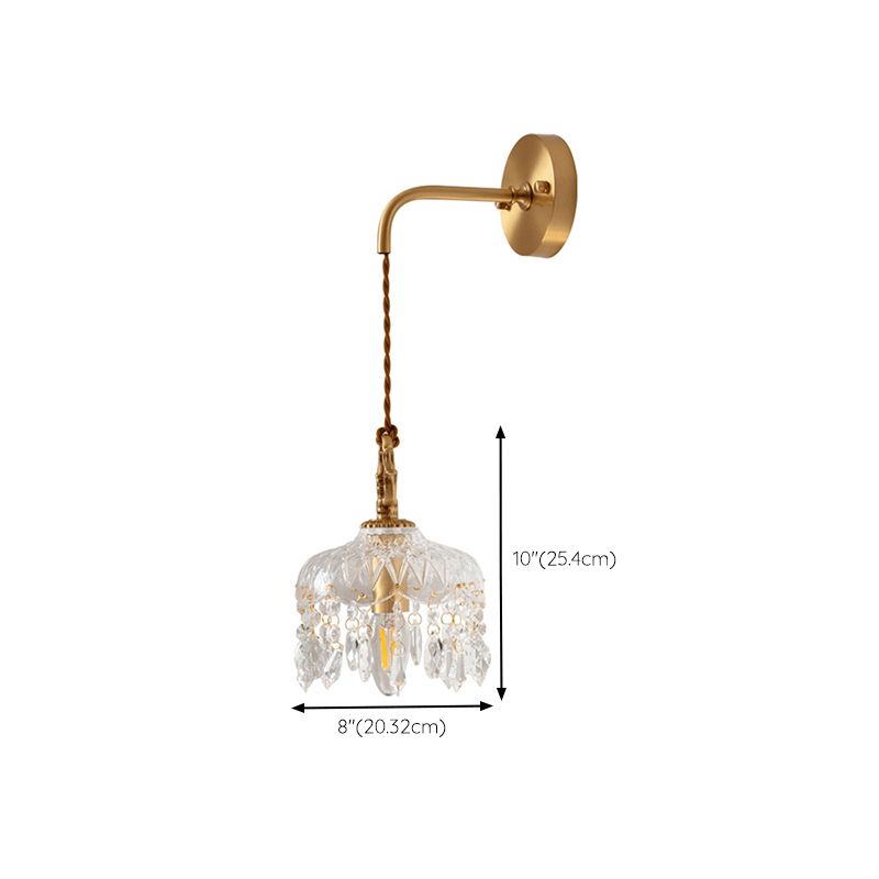 Dome Shape Glass Wall Light Modern Style 1 Light Wall Light Sconce in Gold
