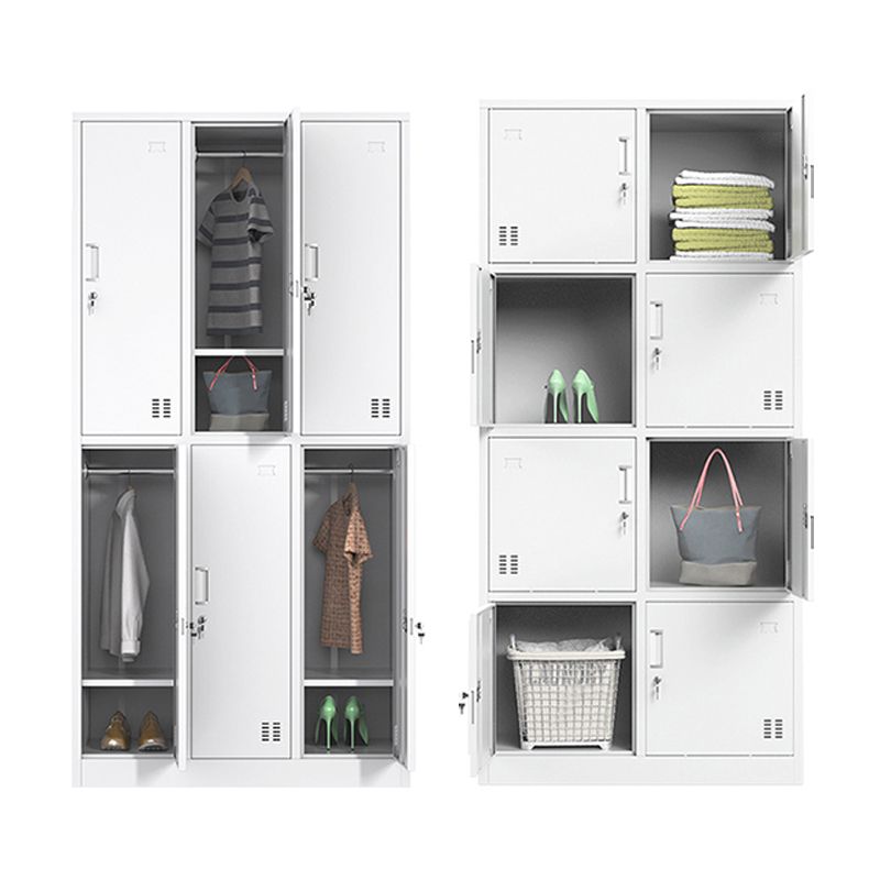 White Steel Cabinet with Hinged Doors Modern Storage Cabinet