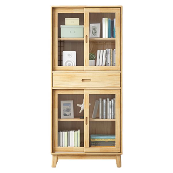 Wooden Modern Bookcase Standard Natural Closed Back Bookshelf with Shelves
