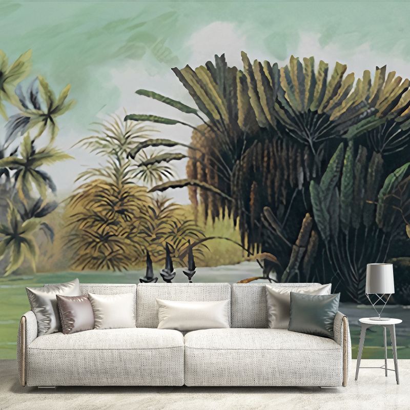 Tropix Plant Lake Park Murals Green and Yellow Washable Wall Covering for Living Room