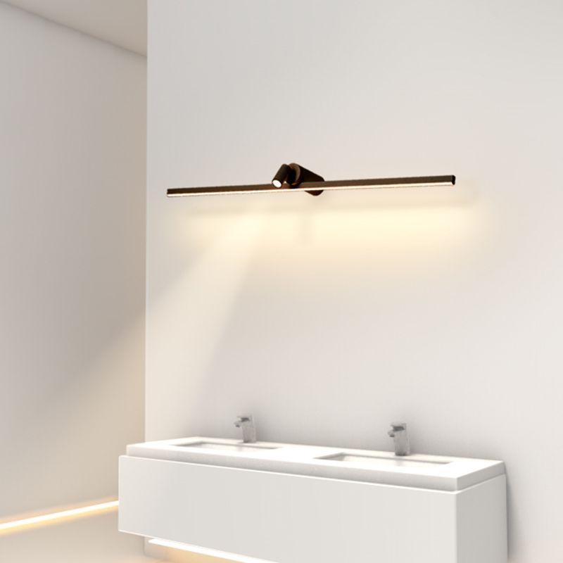 Linear Shade Mirror Wall Lighting Modern Style Metal 2 Lights Sconce Lamp