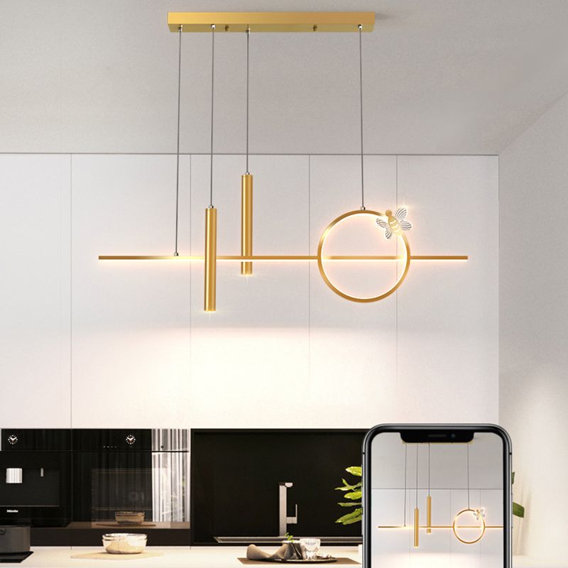 Geometric Island Pendant Lights Modern Kitchen Island Lighting Metal 5 Light Island Lights