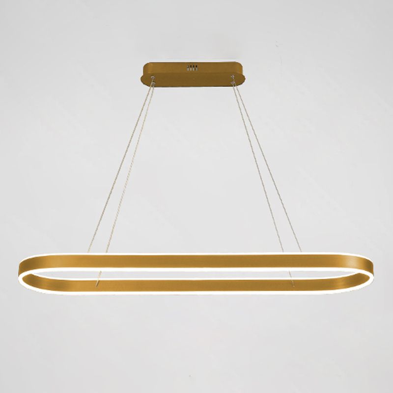 1-Light Minimalism Chandelier Lamp Oval LED Island Pendant for Study Room