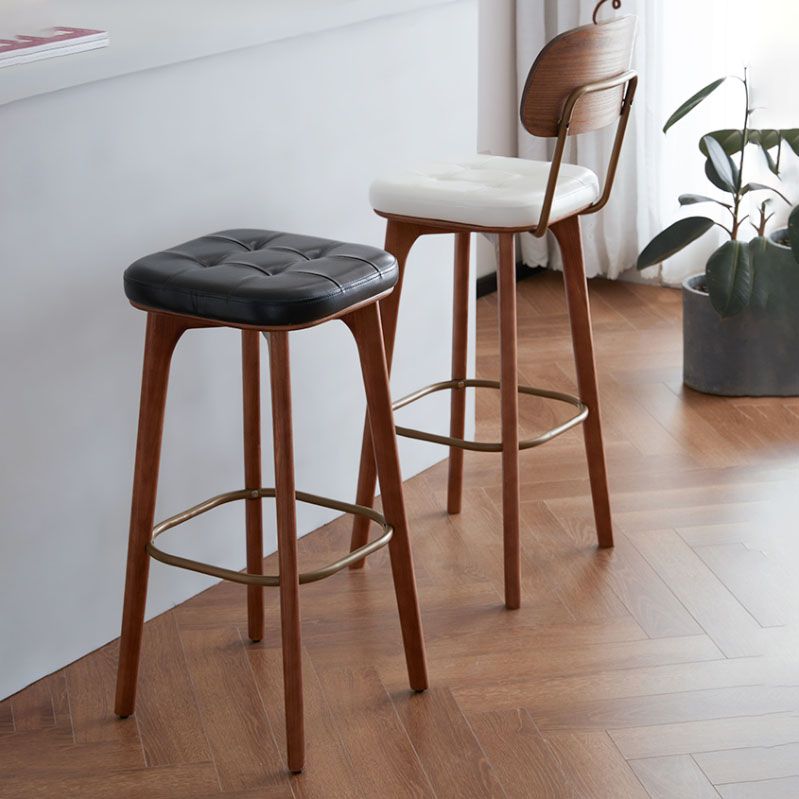Industrial Style Wood Bar Stool Footrest Counter Stool for Living Room