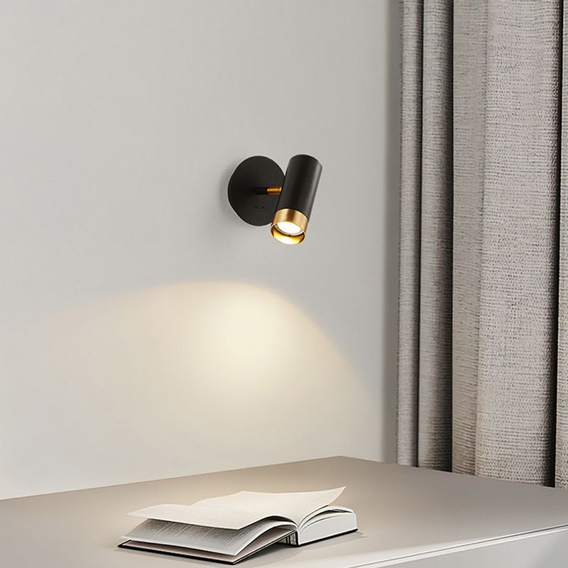 Nordic Style Iron Wall Light Cylinder Shape Rotatable Wall Lamp for Bedroom