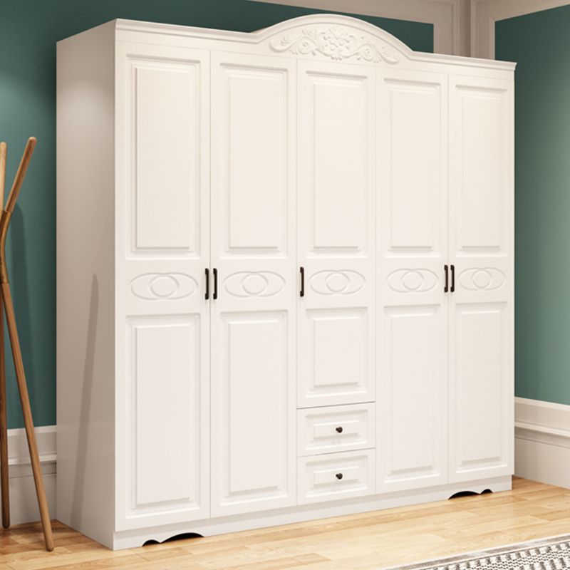 White Engineered Wood Wardrobe Armoire Hinged Wardrobe Closet