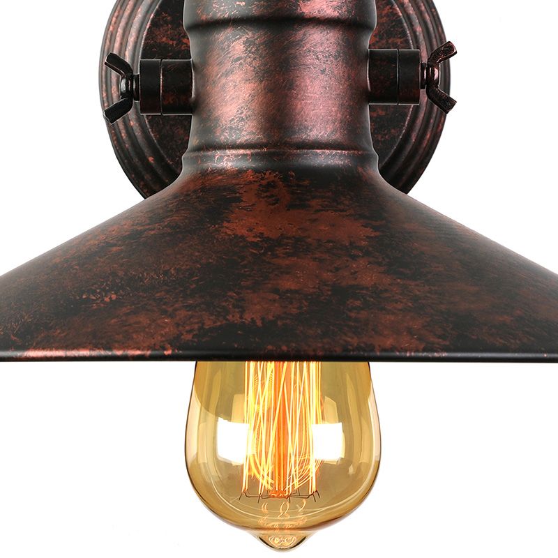 Metallic Saucer Sconce Wall Lighting Antique Style 1 Bulb Corridor Wall Sconce Lamp in Black/Rust