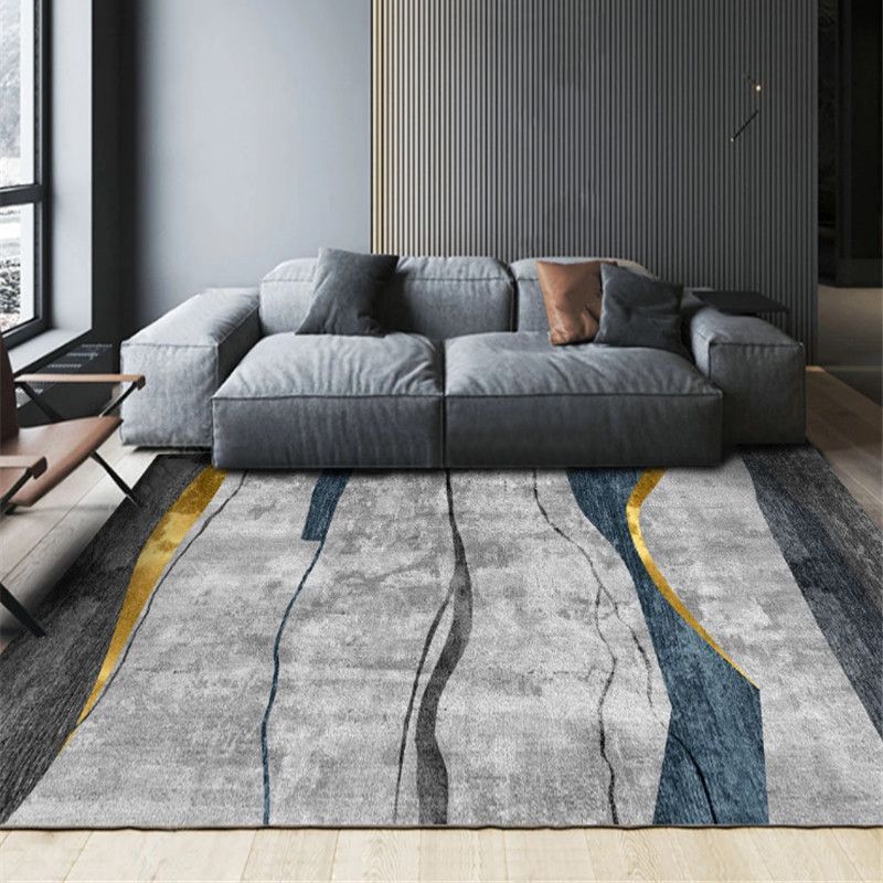 Black Modern Carpet Blended Graphic Carpet Washable Carpet for Home Decoration