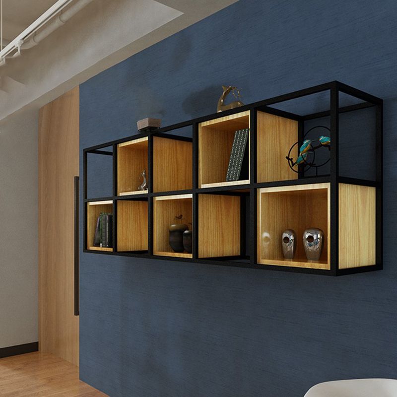 Contemporary Wooden Bookcase Floating Natural Closed Back Bookshelf