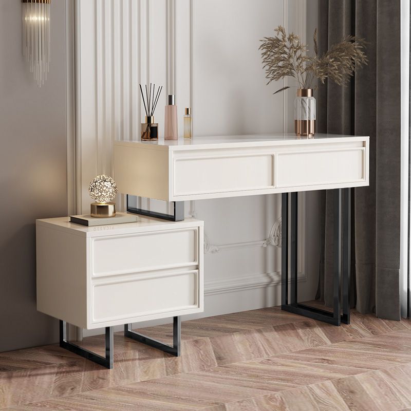 15.74" Wide Vanity Set with Drawer Bright White Wood Make-up Vanity