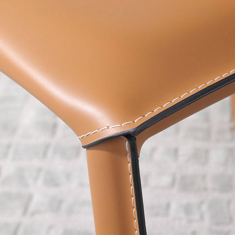 Designer Style Armless Chair Solid Back Side Leather Chair for Restaurant
