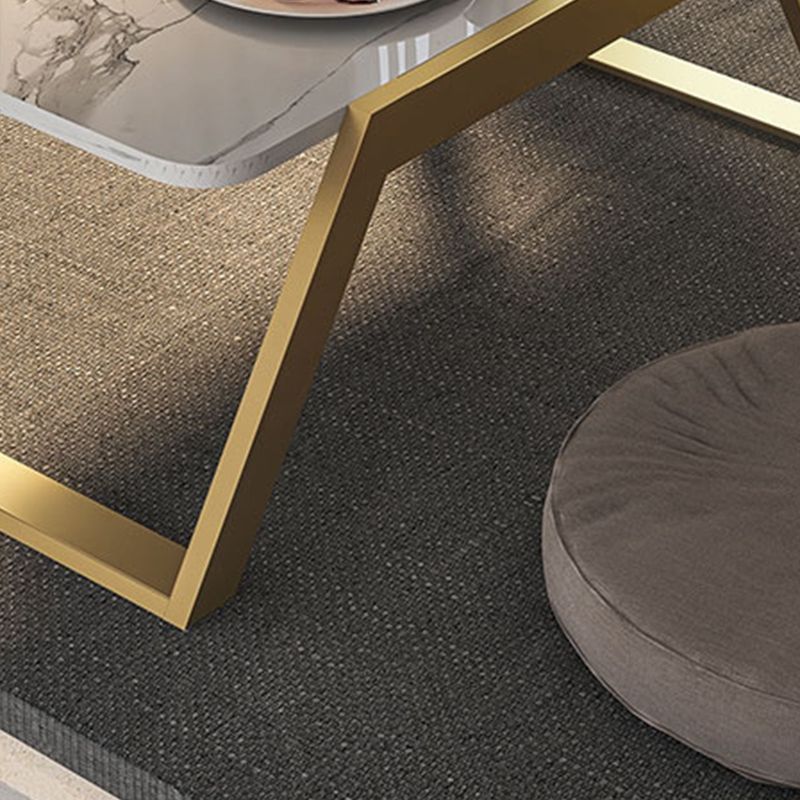 Glam Rectangle Marble Coffee Table with Iron Sled Base 1 Piece