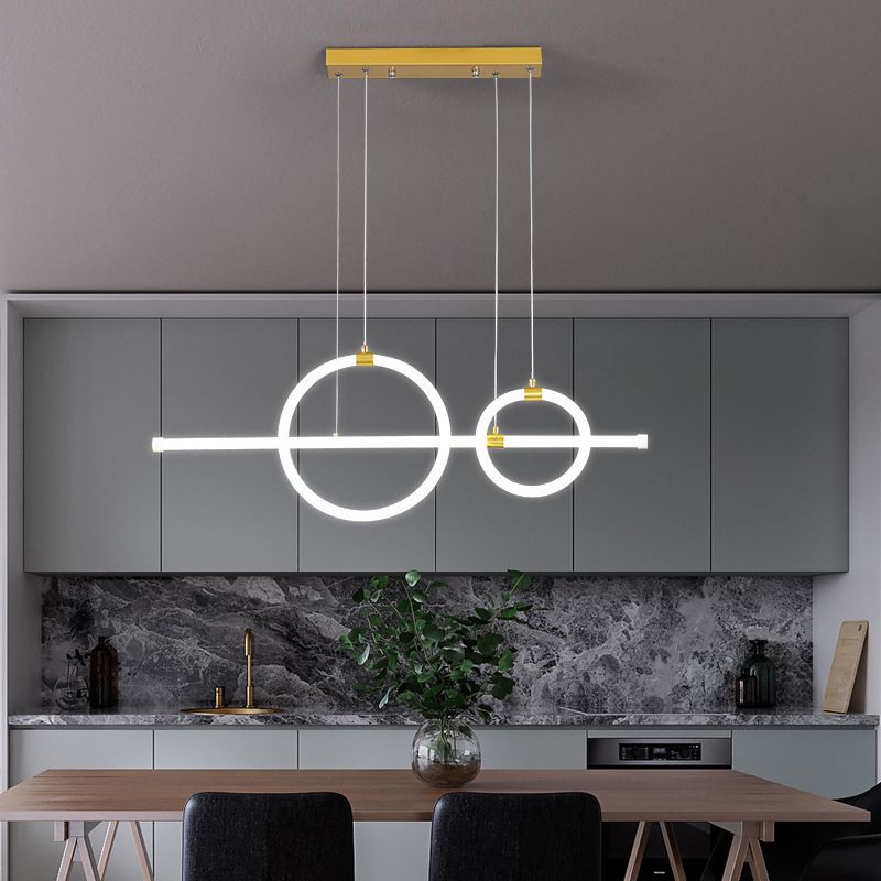 Geometric Island Lights Modern Pendant Chandelier Metal 3 Light Island Lamp in White for Dining Room