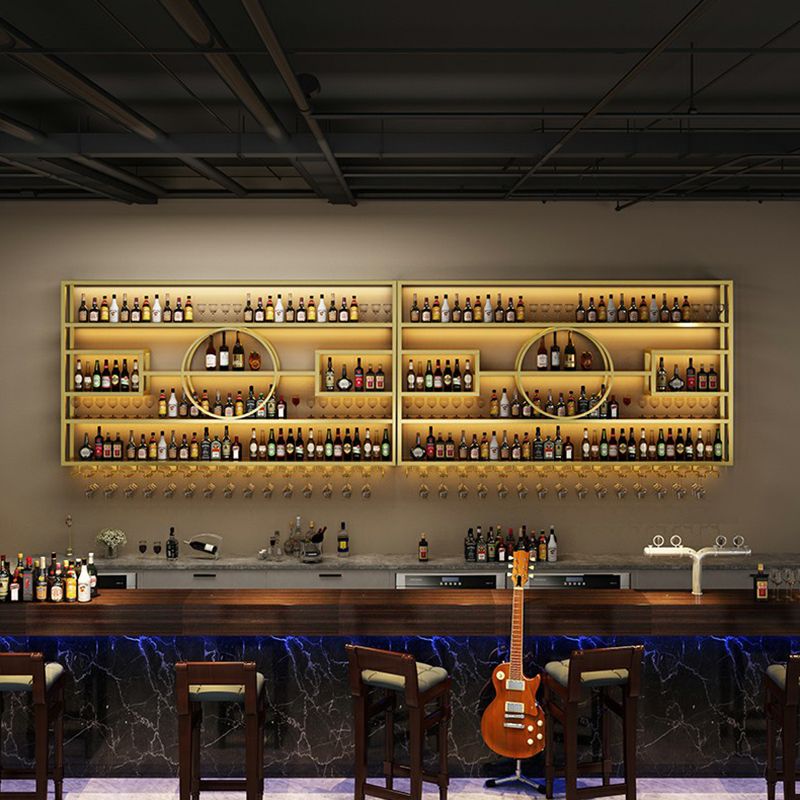 Wall Mounted Wine Rack Metal Modern Wine Bottle & Glass Rack for Bar