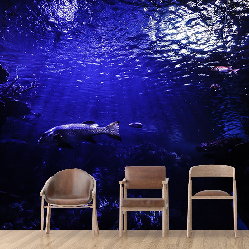 Environment Friendly Resistant Mural Wallpaper Marine Life Sleeping Room Wall Mural