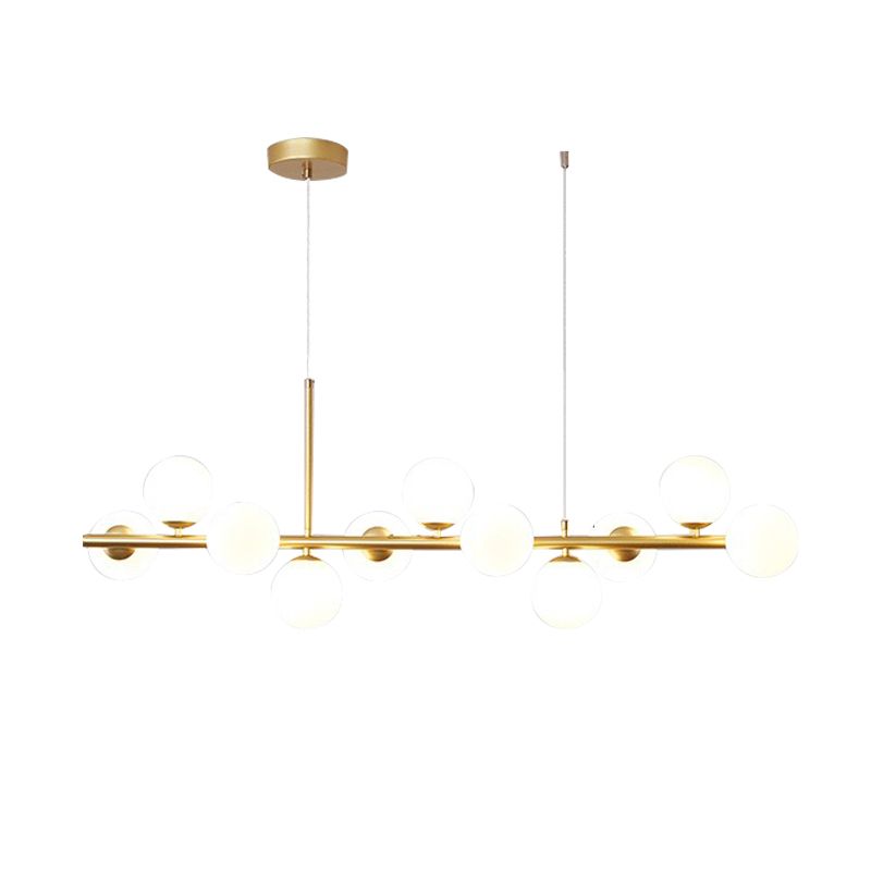 Modern Metal Ceiling Light Ball Shape Pendant Lamp with Glass Shade for Living Room