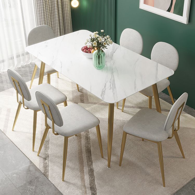 Luxusstil Sintered Stone Esstisch 4 Beine Basis Rechtecktisch für Zuhause