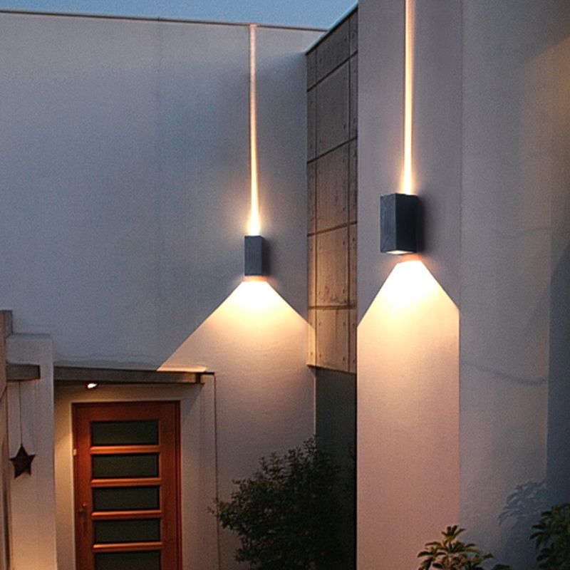 LED Aluminum Wall Mount Contemporary Cuboid Wall Lighting Fixture in Grey