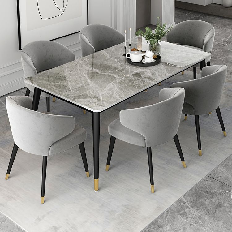 Glam Gray Sintered Stone Dining Table Set 1/4/5/7 Pieces Dining Set