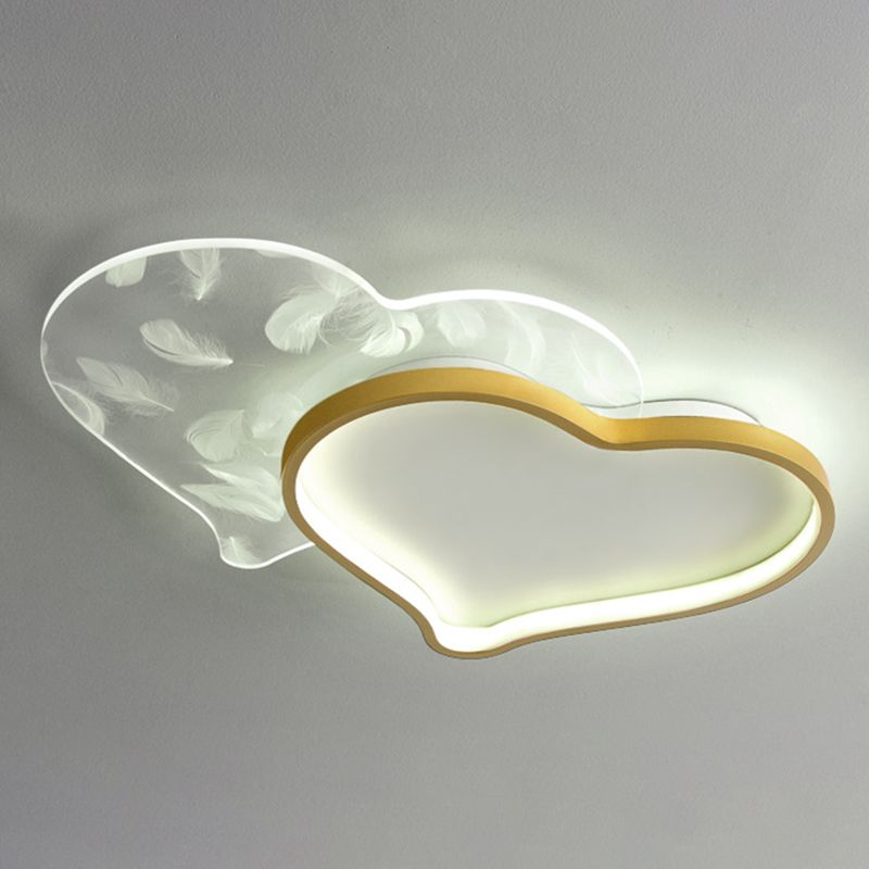 Herz-Unterputz-Deckenleuchte aus Acryl, moderne Einfachheit, Unterputz-Deckenleuchte für Wohnzimmer