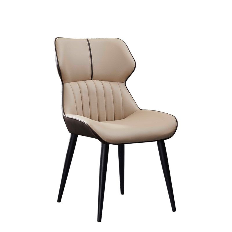 Silla lateral de comedor contemporánea con respaldo de orejas, silla de comedor de cuero para cocina