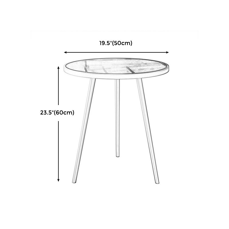 Modern Style Rock Slab Countertop Wood Base Grey/white/black Round Side Table