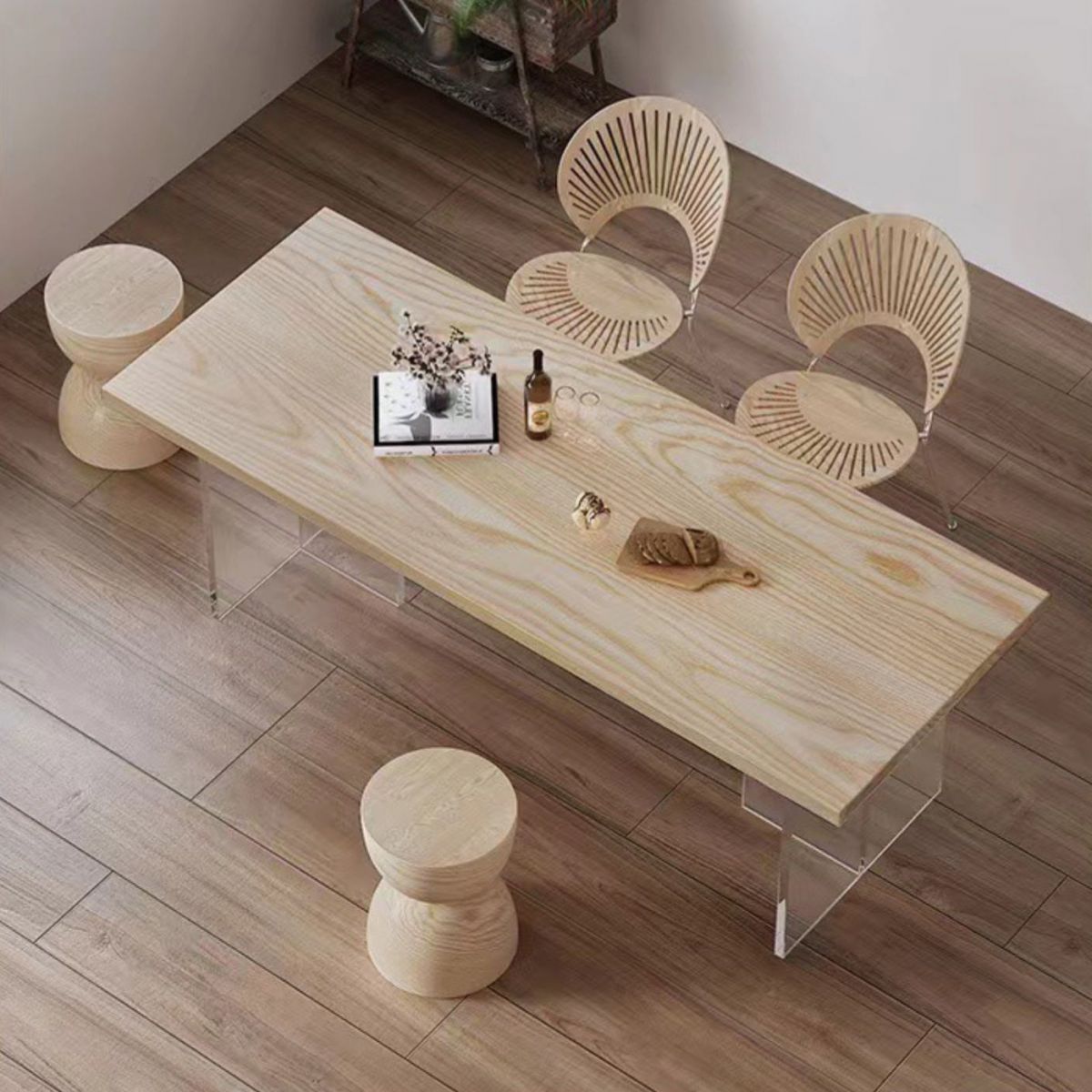 Modern Dining Set 1/2/5 Pieces Rectangle Pine Wood Dining Table for Dining Room Kitchen