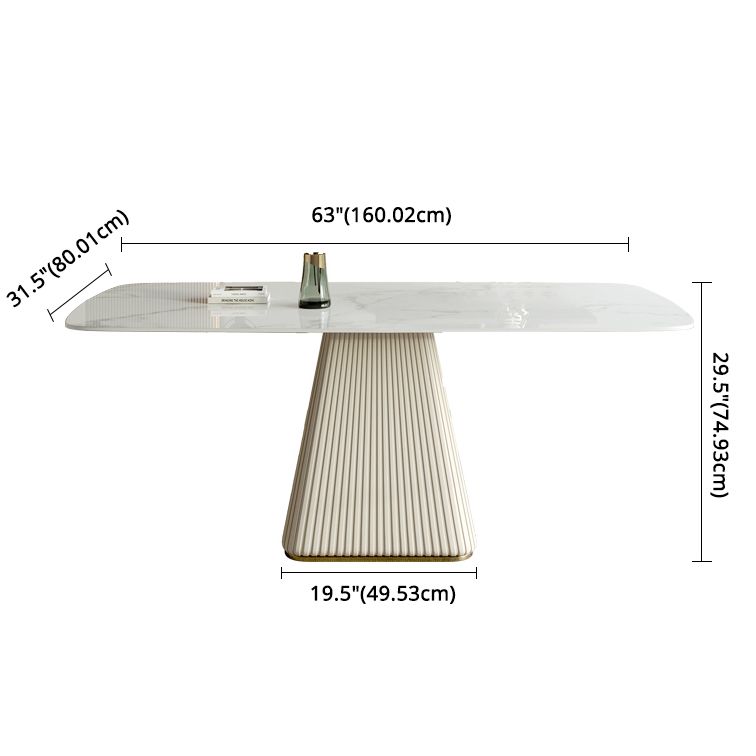 Minimalist Sintered Stone Dining Set for 4/6 Table Set of Metal Gold Base and PU Leather Chairs