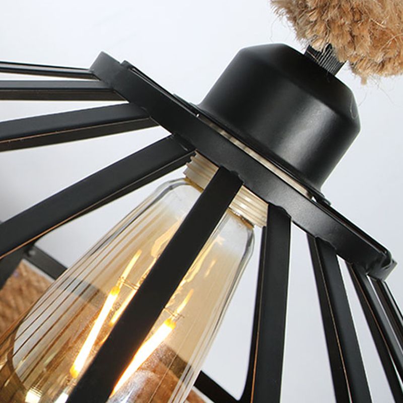 Fun a sospensione della corda di canapa a drum, illuminazione del ristorante industriale in beige