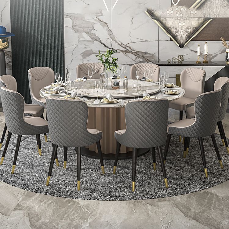 Round Pedestal Dinner Table Traditional Luxury Marble Dining Table for Indoor