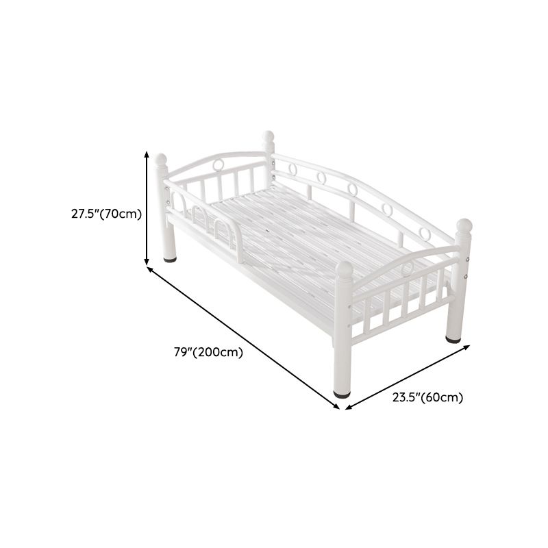 Metal Crib in White Industrial Iron Crib with Guardrails Nursery Bed