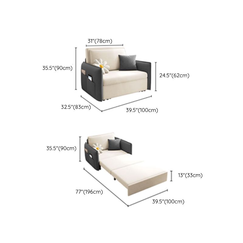 Glam Styled 35.43" H Sleeper Sofa Upholstered Square Arms Sofa Bed