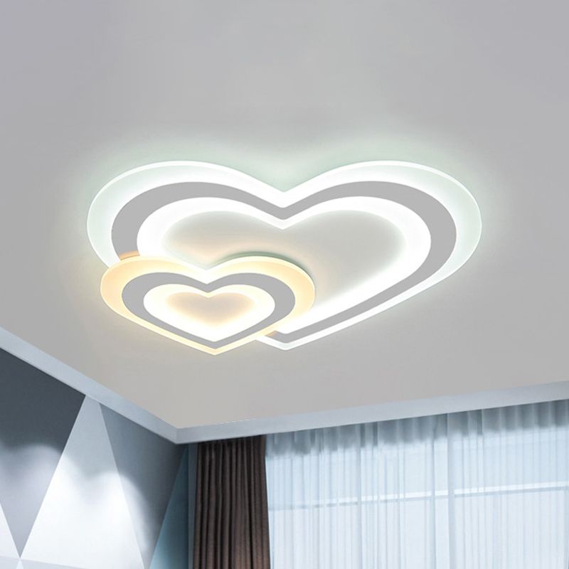 Luz de montura de corazón de amor blanco Iluminación de techo acrílico Acrílico LED Romántico