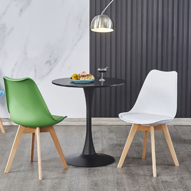 Modern Wood Table for Restaurant Round Table with Metal Pedestal