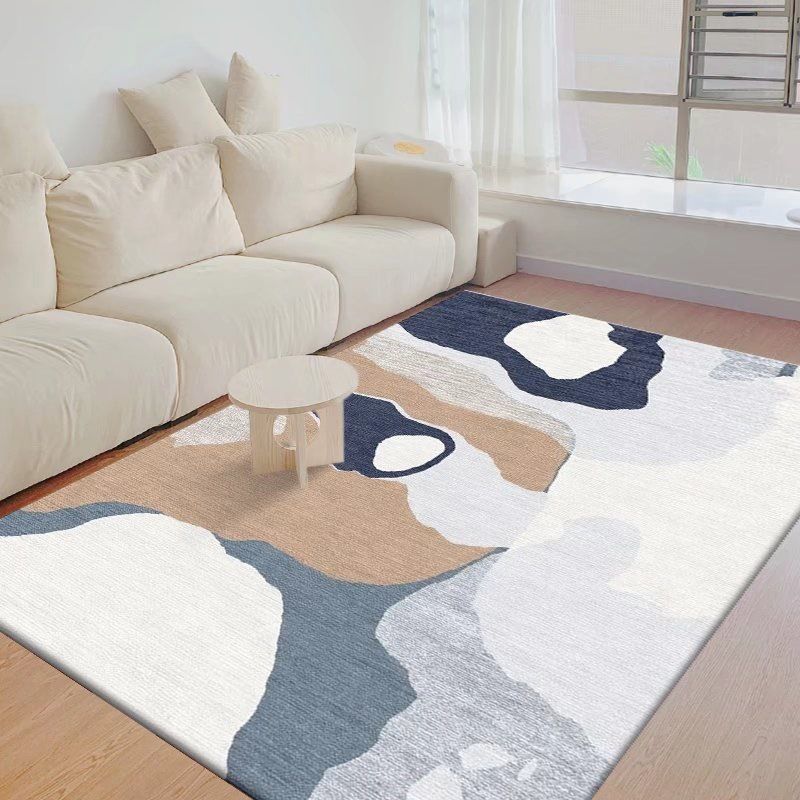 White Modern Rug Polyester Triangle Rug Non-Slip Backing Rug for Drawing Room
