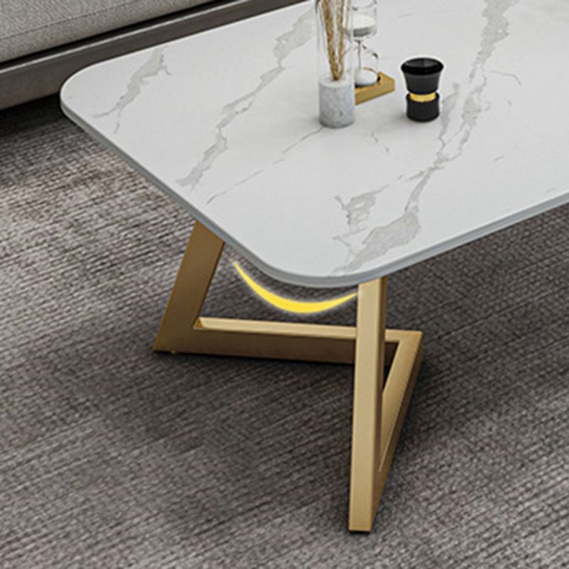 Glam Slate Coffee Table Rectangular Cocktail Table for Living Room