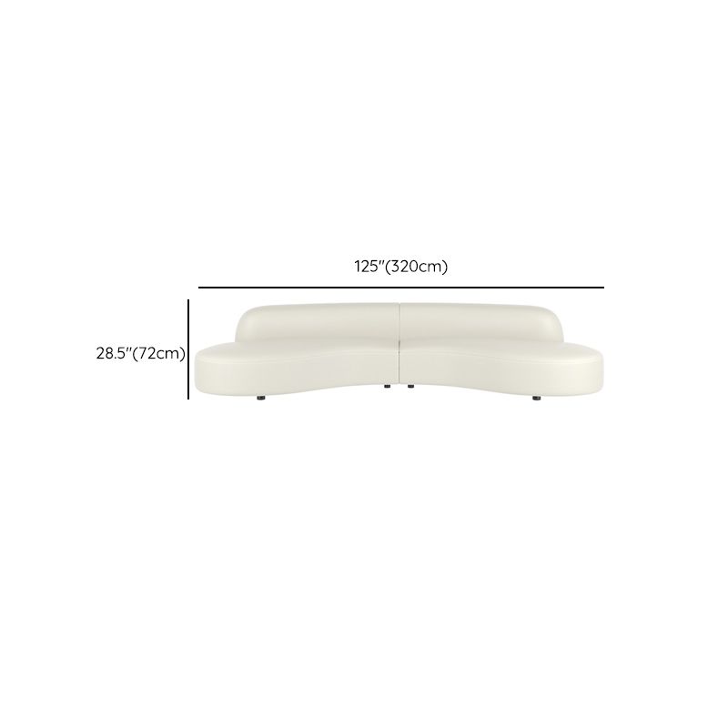 White Cushion Solid Wood Curved Corner Loveseat for Living Room