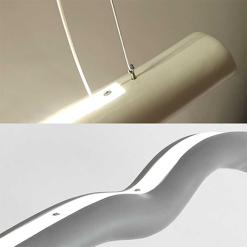 Luz de colgante colgante curvado lineal Luz de colgante LED integrado en gris/blanco para el comedor