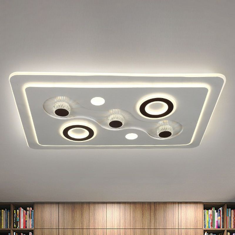 Lampada da soffitto a incasso a LED bianca in stile moderno rettangolare in acrilico