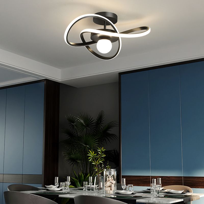 Minimalism Ceiling Light Twisted Flush Mount with Metal for Bedroom